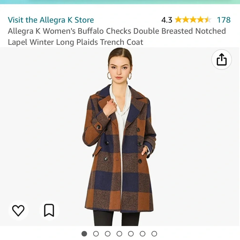 NWT buffalo plaid coat double breasted trench style coat - Picture 8 of 9